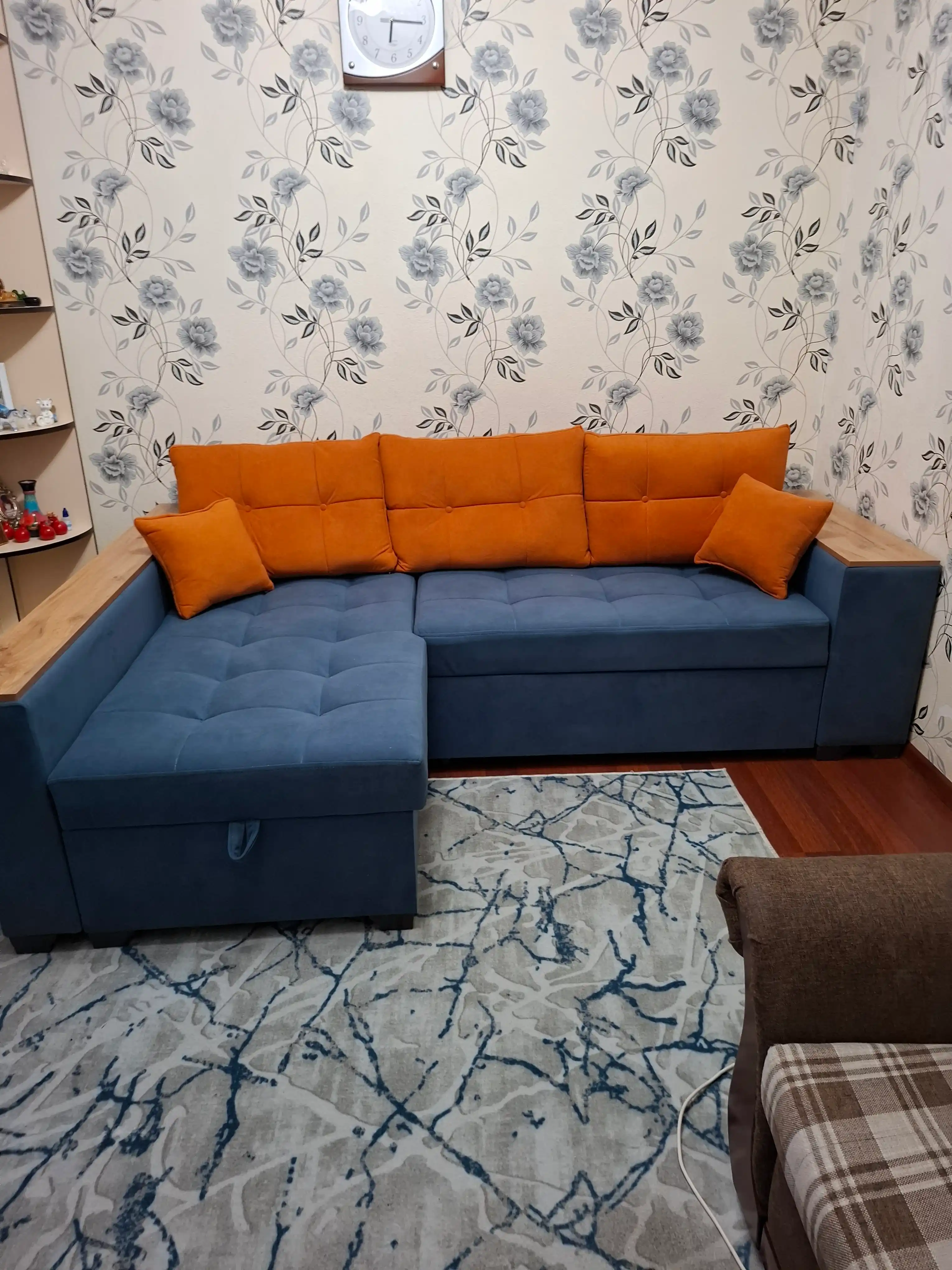 Yashikli yig‘ma burchakli divan, yumshoq divan, divan karavot Woodzone
