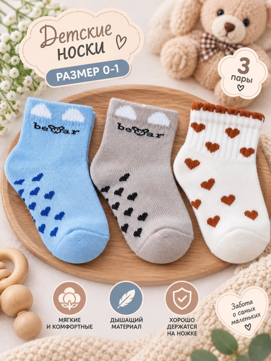 Детские носочки для девочки 2, 3, 4 пары, с рюшами, разного цвета - 
