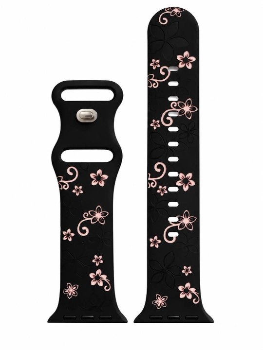 Ремешок для Apple Watch силиконовый с цветочным узором, 38/40/41/42 мм и 42/44/45/46/49 мм