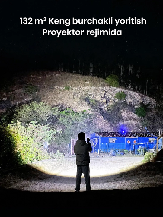 Portativ qayta zaryadlanuvchi fonar, 4 ta yoritish rejimi