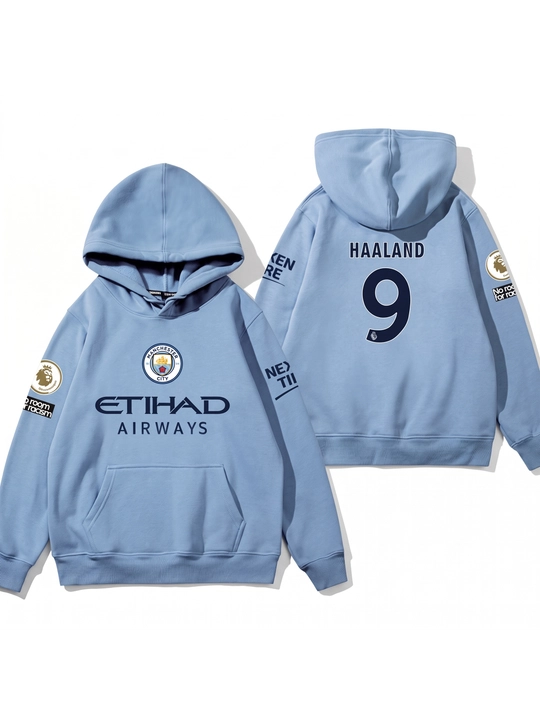 Толстовка (худи) Manchester City для футбольных фанатов, с надписью Haaland на спине