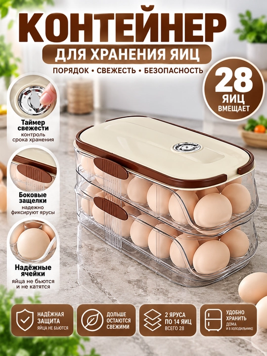 Tuxum saqlash uchun shisha konteynerlar 21-43 dona avtomatik tortma - 