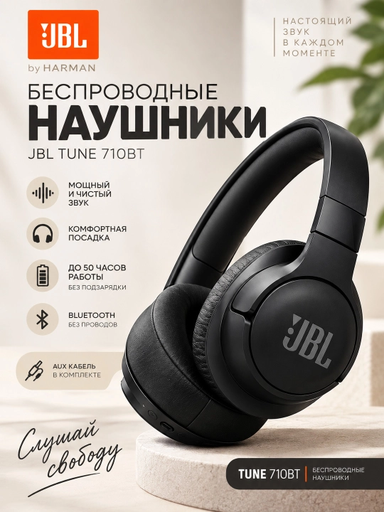 Наушники беспроводные JBL Tune 710Bt BT5.1 полноразмерные до 50 часов работы - 