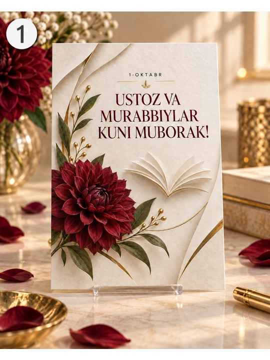 Открытка ко Дню учителя А5, матовый картон, 300 г, 1 шт