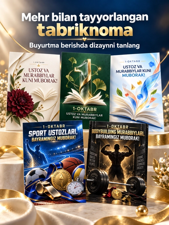 Открытка ко Дню учителя А5, матовый картон, 300 г, 1 шт