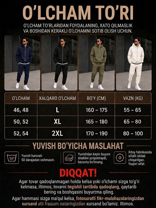 Erkaklar sport kostyumi, shahar uslubida, kuz-qish-bahor uchun