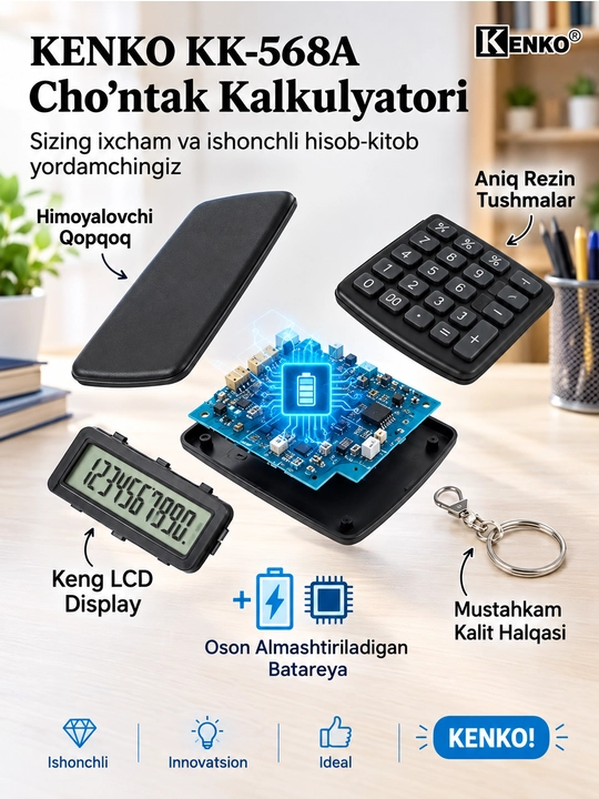 Cho'ntak kalkulyatori quti bilan abituriyentlar uchun