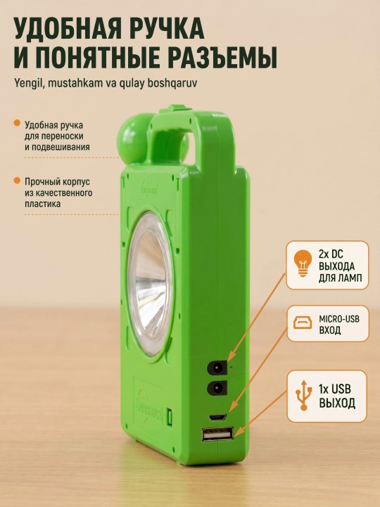 Fonar quyosh paneli bilan LED, portativ fonar SA-7794