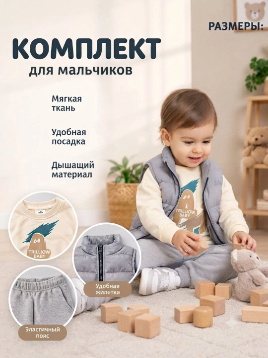 Комплект одежды для девочек и мальчиков, повседневная футболка, брюки и жилет