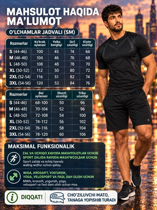 Rashgard erkaklar uchun sport kiyimi sport sumkasi bilan, 6 tasi 1 da, 4 tasi 1 da