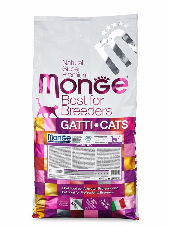 MONGE CAT Sterilized для стерилизованных и кастрированных кошек с мясом курицы, 10 кг