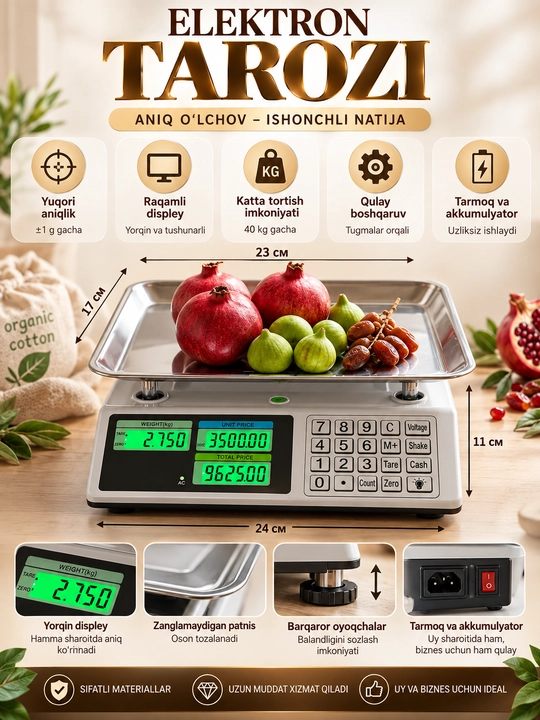 Do‘konlar va bozorlar uchun elektron savdo tarozilari