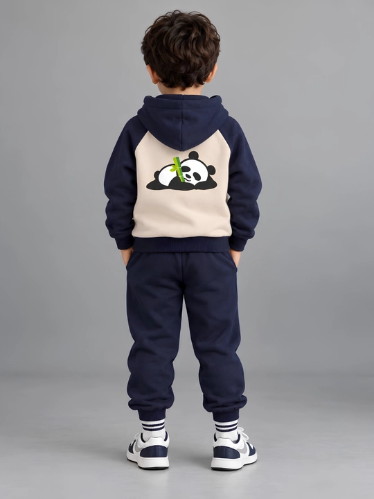 O‘g‘il bolalar uchun Panda sport kostyumi, xudi va shim komplekti, ichki nachos bilan