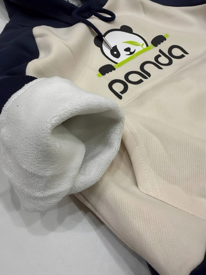 O‘g‘il bolalar uchun Panda sport kostyumi, xudi va shim komplekti, ichki nachos bilan