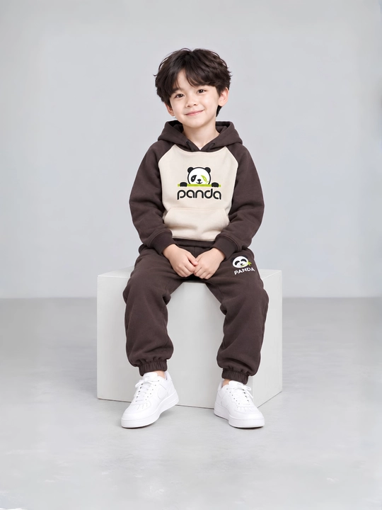O‘g‘il bolalar uchun Panda sport kostyumi, xudi va shim komplekti, ichki nachos bilan