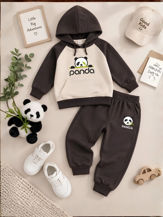 O‘g‘il bolalar uchun Panda sport kostyumi, xudi va shim komplekti, ichki nachos bilan