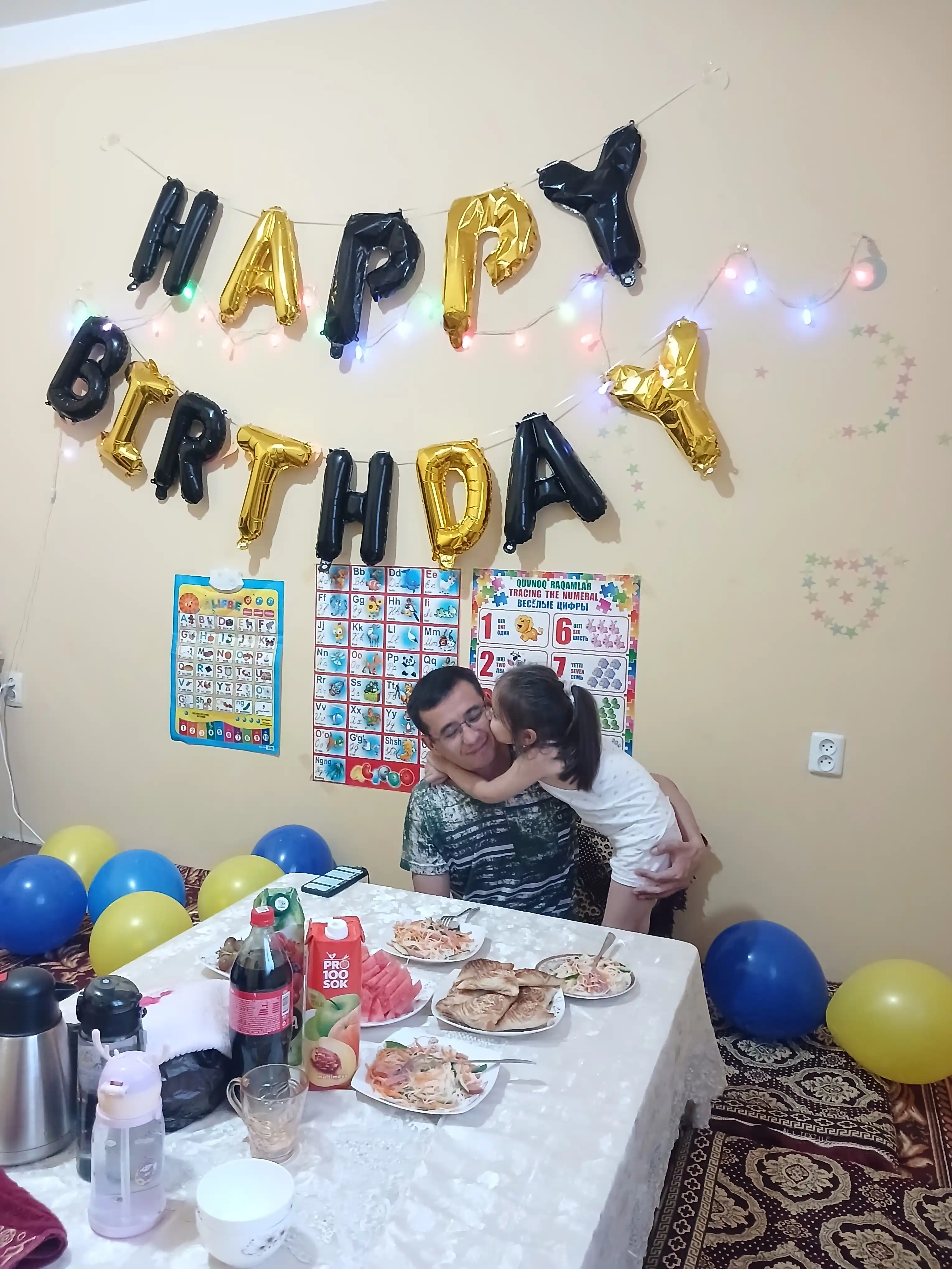 Tug‘ilgan kuningiz bilan, "Happy Birthday" harfli sharlar, fotozona uchun to‘plam