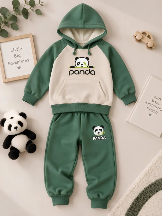 O‘g‘il bolalar uchun Panda sport kostyumi, xudi va shim komplekti, ichki nachos bilan