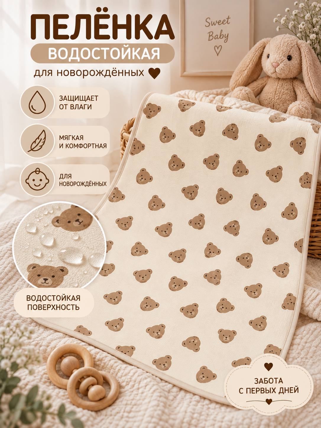 Водонепроницаемая пелёнка для новорождённых, детская пелёнка непромокаемая - 