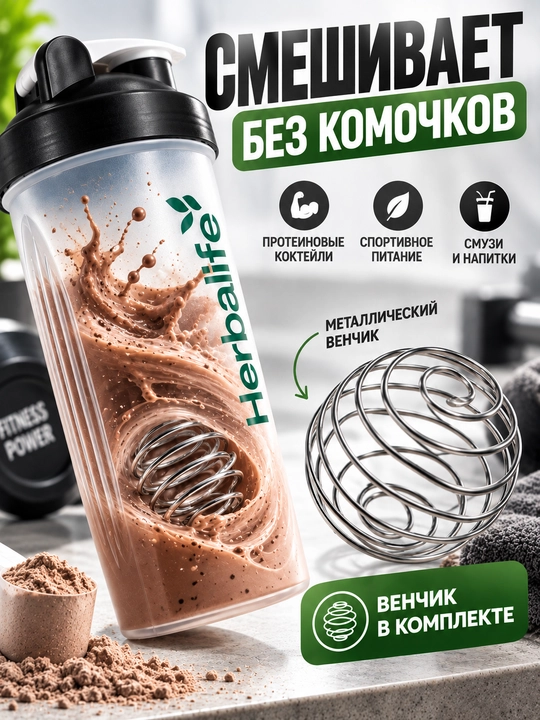Sport shaker 600 ml – protein va kokteyl uchun, venchikli, o‘lchovli, germetik qopqoq