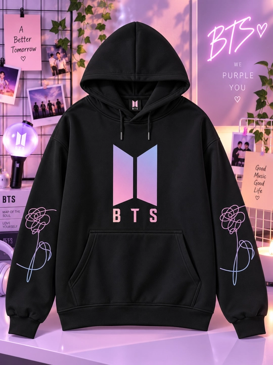 BTS, K-pop Xudi — Uniseks Kapyushonli, Oversize Dizayn - 