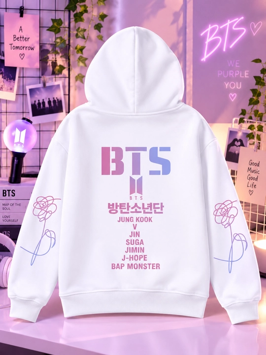 BTS, K-pop Xudi — Uniseks Kapyushonli, Oversize Dizayn