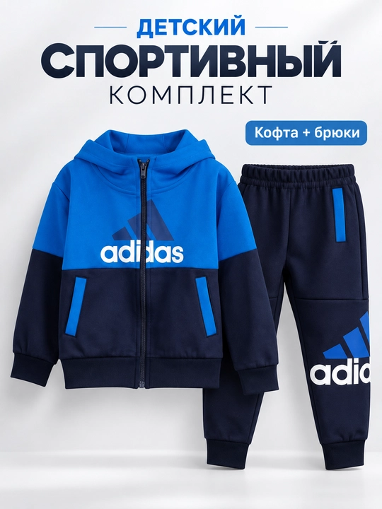 Детский спортивный костюм для мальчика, комплект из кофты и брюк - 