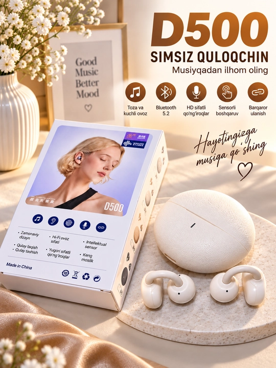 Simsiz quloqchinlar qizlar uchun zirak uslubida trend naushniklar - 