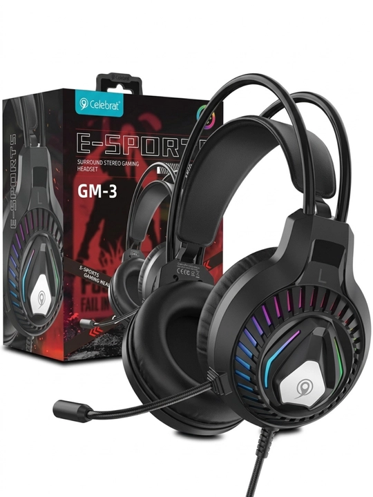 Gaming quloqchin GM3, mikrofonli, RGB yoritish, 3.5 mm + USB, kompyuter uchun