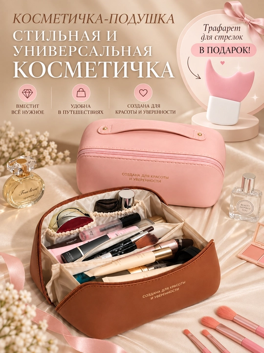 Ayollar kosmetik sumkasi, katta, kosmetika, sumka eko-charmdan, 4 hil rangda