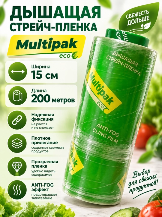 Стрейч плёнка для продуктов и упаковки, пищевая 200 м - 
