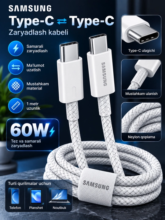 Zaryadlash kabeli va adapterlari uchun amaliy aksessuarlar