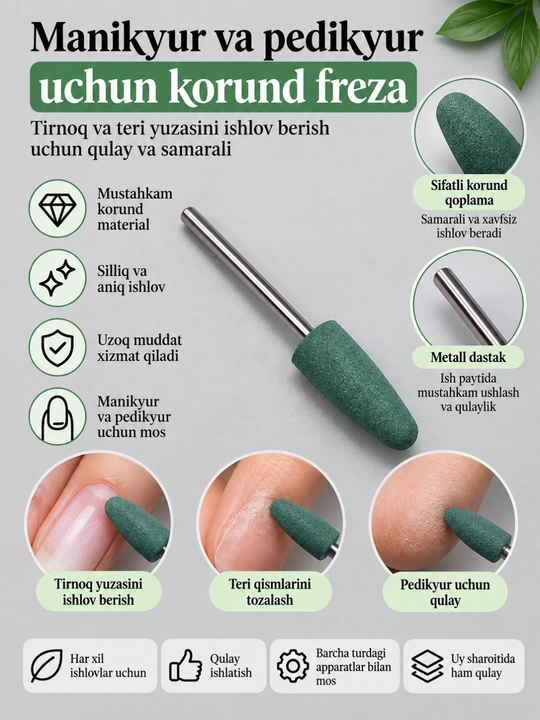 Manikyur va pedikyur uchun korund freza - 
