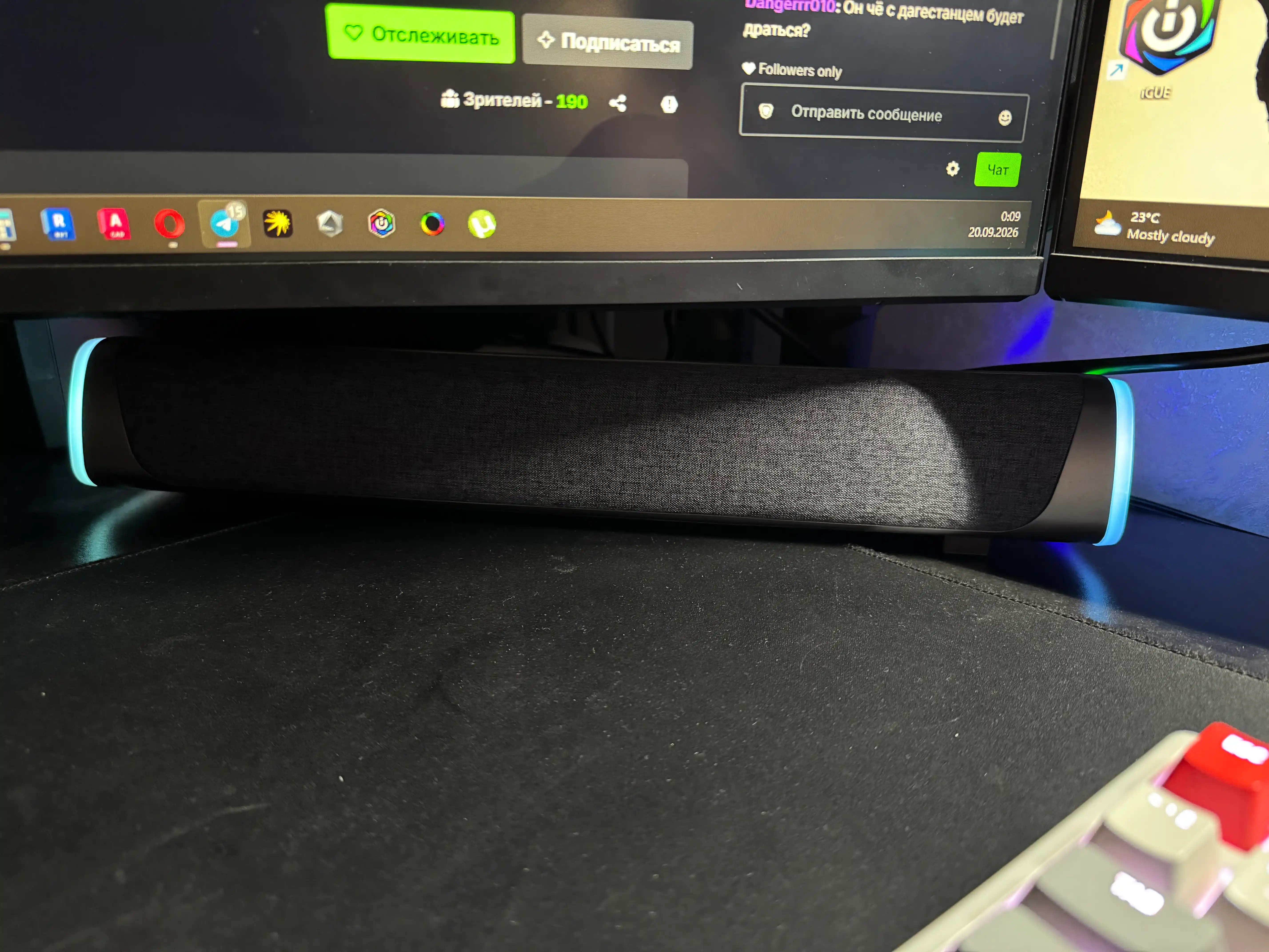 Simli kolonka kompyuter va telefon uchun, RGB yoritgichli soundbar