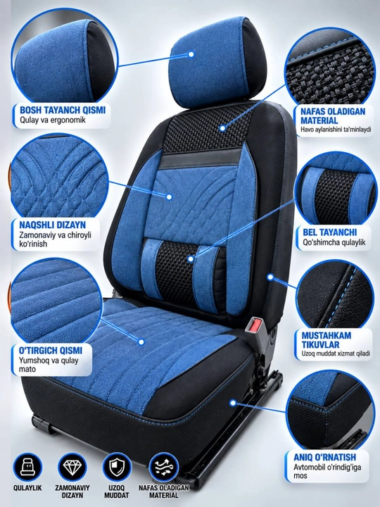 Avtomobil o‘rindiqlari uchun g‘iloflar butun saloni uchun Cobalt, Nexia Damas Gentra Spark