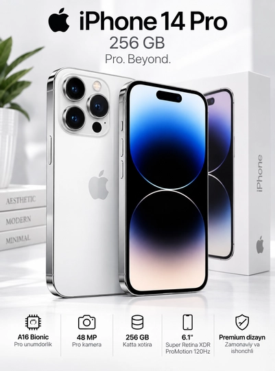 Apple iPhone 14 Pro 256 ГБ — Super Retina XDR OLED, 120 Гц, 48 Мп, 5G - 