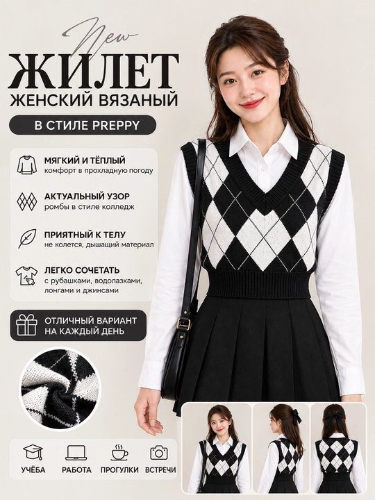 PREPPY uslubidagi nimcha, kamzul - 