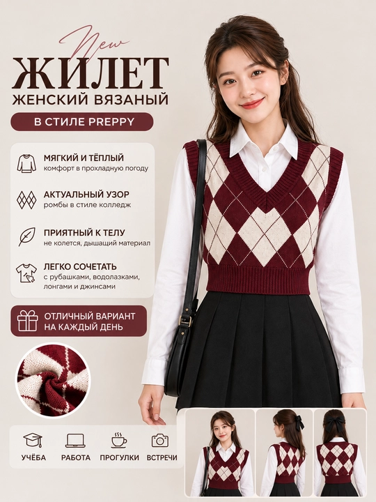 Жилет в стиле PREPPY - 