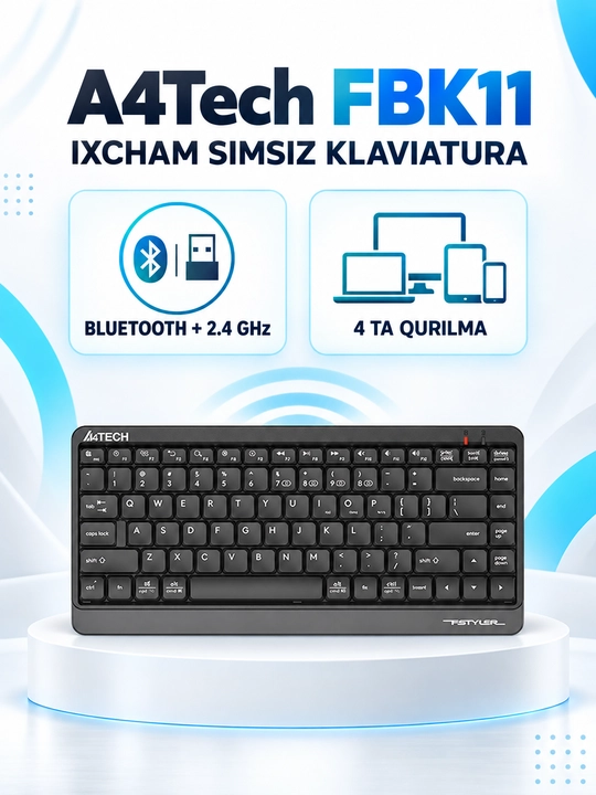 A4Tech FBK11 — компактная беспроводная клавиатура Bluetooth и 2.4 ГГц - 