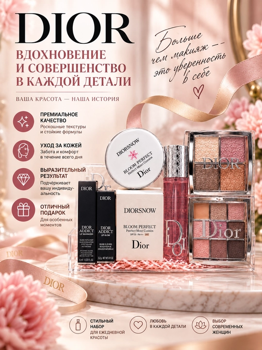 Подарочный набор декоративной косметики и средств ухода от бренда Dior - 