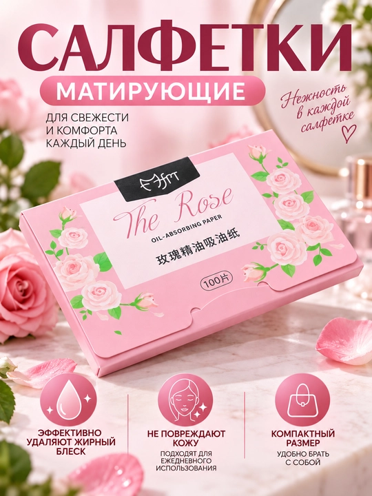 Матирующие салфетки для лица от жирного блеска, 100 шт, 5 видов
