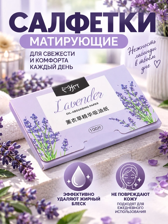 Матирующие салфетки для лица от жирного блеска, 100 шт, 5 видов