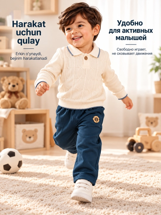 Осенне-зимний комплект для мальчика, джемпер и джинсы, 2–3 года