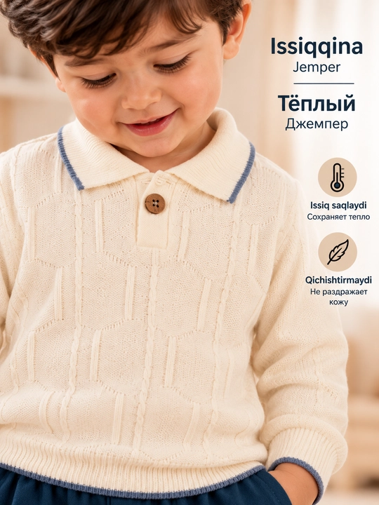 Осенне-зимний комплект для мальчика, джемпер и джинсы, 2–3 года