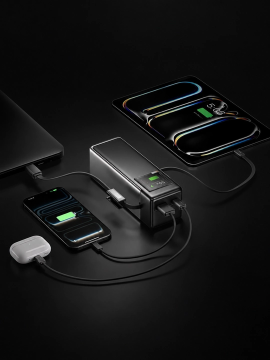 Повербанк SHARGE HyperTower 170, 25000 мА·ч, 170 Вт, два кабеля USB-C