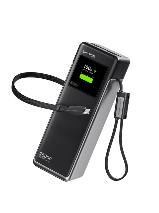 Повербанк SHARGE HyperTower 170, 25000 мА·ч, 170 Вт, два кабеля USB-C