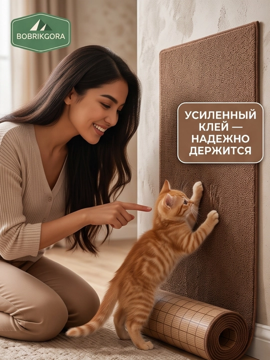 Самоклеящаяся когтеточка-коврик BOBRIKGORA для кошек