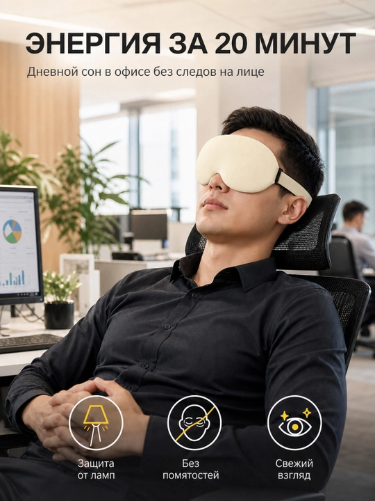 Маска для сна 3D, дышащая повязка на глаза