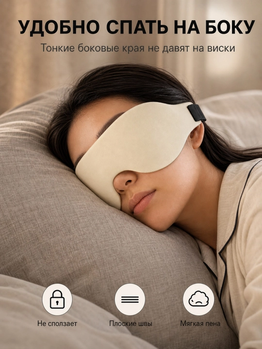 Маска для сна 3D, дышащая повязка на глаза