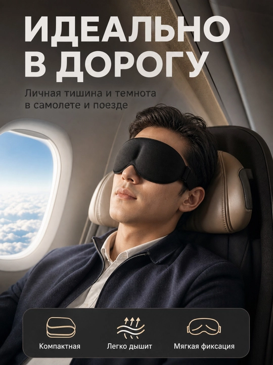 Маска для сна 3D, дышащая повязка на глаза